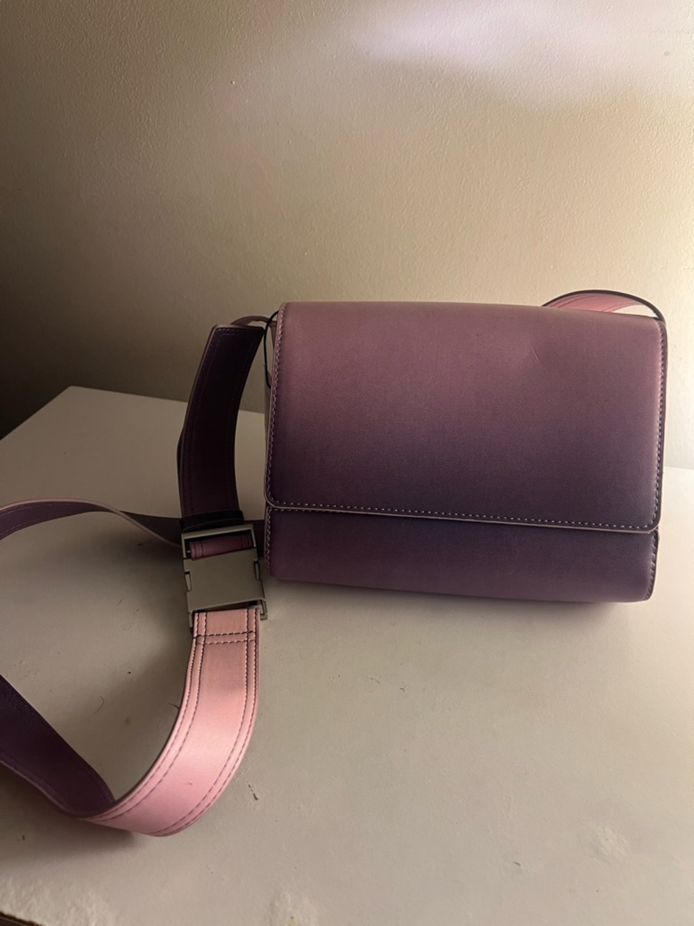 Zara Women’s Gradient Purple Crossbody Bag with Pink Strap
